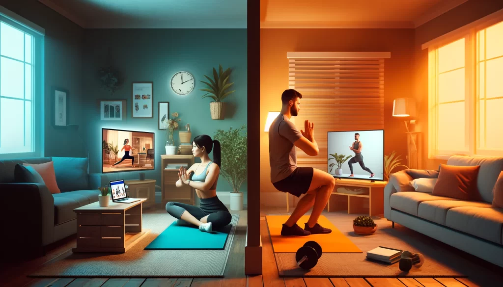 Virtual workout session for a romantic couple